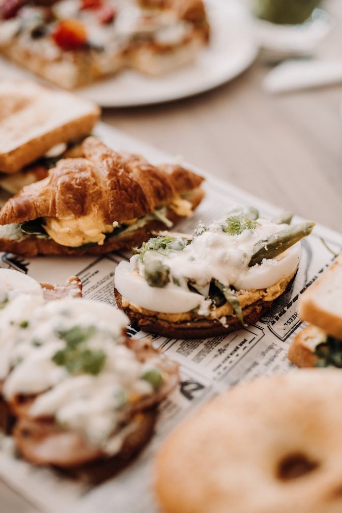 Filled croissants and brunch plates